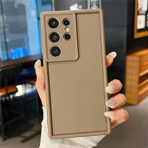Bonbonfarbene Silikonhülle für Samsung Galaxy S24 S23 Ultra S22 S21 Plus S20 FE A55 A54 A53 A35 A15 A52 5G, weiche TPU-Telefonabdeckung, kalter Kaffee, für Samsung S23Ultra von ENILSA