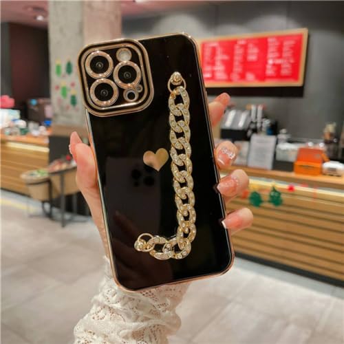 ENILSA Luxuriöse plattierte Flash-Diamant-Armband-Kette Handyhülle für iPhone 11 12 13 14 X Xs Xr 7 8 Plus Riemenabdeckung, Schwarze Handyhülle, für iPhone 14 Pro ENILSA Luxuriöse plattierte Flash-Diamant-Armband-Kette Handyhülle für iPhone 11 12 13 14 X Xs Xr 7 8 Plus Riemenabdeckung, Schwarze Handyhülle, für iPhone 14 Pro von ENILSA