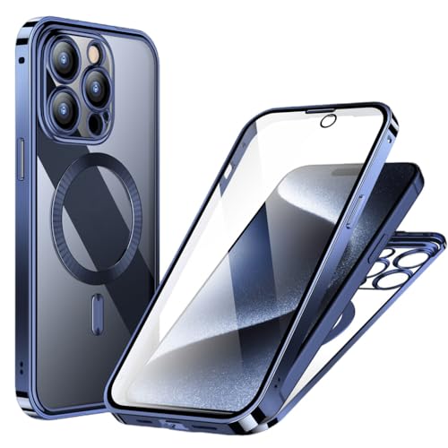 ENILSA Schutzhülle für iPhone 15, 11, 12, 13, 14 Pro Max Plus, Metall-Pop-Schnalle, magnetisch, doppelseitige Linse, vollständige Abdeckung, Blau, für iPhone 12 ENILSA Schutzhülle für iPhone 15, 11, 12, 13, 14 Pro Max Plus, Metall-Pop-Schnalle, magnetisch, doppelseitige Linse, vollständige Abdeckung, Blau, für iPhone 12 von ENILSA