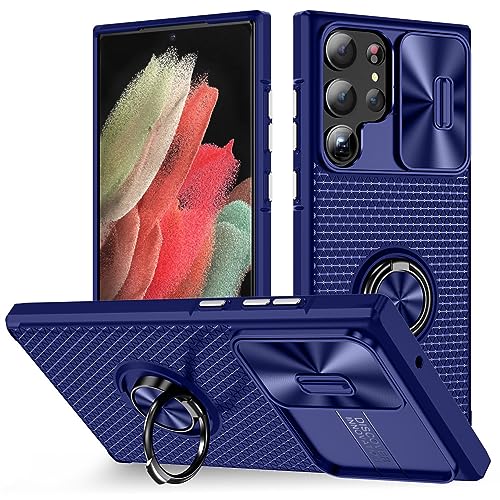 Für Samsung Galaxy S23 S22 Ultra S21 Plus S20 FE S10 A33 A53 A52 A73 5G Hülle, stoßfeste Schiebekamera-Ringhalterung, weiche TPU-Abdeckung, blau, für Galaxy S21 Ultra Für Samsung Galaxy S23 S22 Ultra S21 Plus S20 FE S10 A33 A53 A52 A73 5G Hülle, stoßfeste Schiebekamera-Ringhalterung, weiche TPU-Abdeckung, blau, für Galaxy S21 Ultra von ENILSA