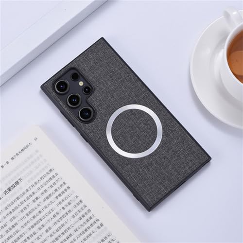 Für Samsung S24 Ultra Luxus-Nylonstoff-Hülle für kabelloses Laden für Samsung Galaxy S24 Ultra Plus Leder-Telefonabdeckung, grau, für S24 Ultra Für Samsung S24 Ultra Luxus-Nylonstoff-Hülle für kabelloses Laden für Samsung Galaxy S24 Ultra Plus Leder-Telefonabdeckung, grau, für S24 Ultra von ENILSA