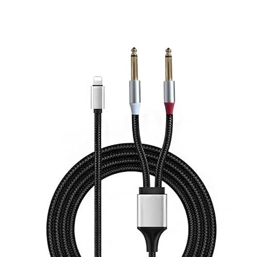 ENJOY-UNIQUE Audiokabel Aux Adapter Lightnin auf Dual 6.35mm 1/4 Zoll Männlich Stecker TRS Stereo Splitter 2M kompatibel mit iphone 14/13/12/11/9/8/7 für Verstärker, Mischpult Mixer, Lautsprecher von ENJOY-UNIQUE