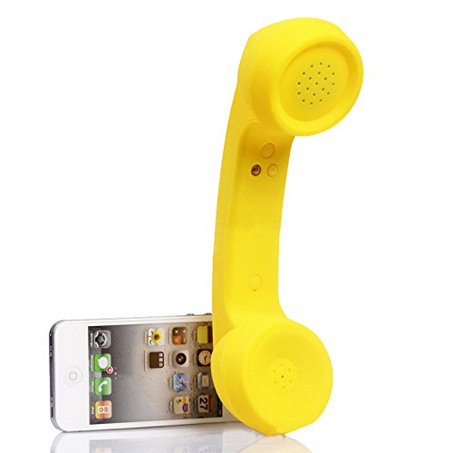 ENJOY-UNIQUE kabellose Retro-Telefonhörer Kopfhörer Bluetooth Mobilteil für EIN Handy mit bequemem Anruf,gelb von ENJOY-UNIQUE