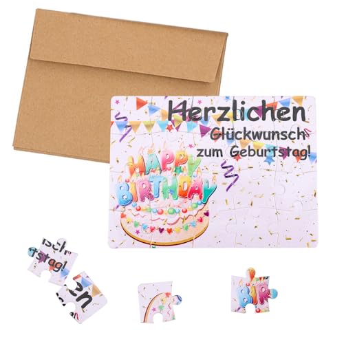 ENLACE Puzzle Geburtstagskarte mit Umschlag,Karte Herzlichen Glückwunsch zum Geburtstag,Geburtstagskarten Frau Männer,Schöne Grußkarten Geburtstag,Personalisiert Glückwunschkarte für Erwachsene Kinder von ENLACE