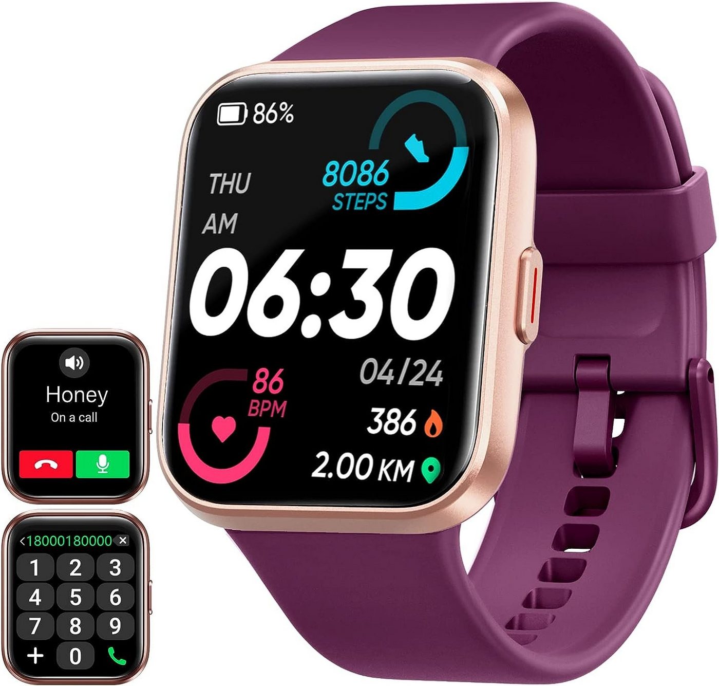 ENOMIR Smartwatch (1,69 Zoll, Android iOS), Damenuhr Telefonfunktion schrittzähler Schlafmonitor Aktivitätstracker von ENOMIR