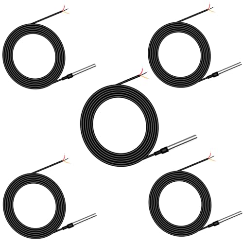 Digitaler Temperatursensor 10M Temperaturkabel,±0.5°C Präzision,Wasserdicht Edelstahl Sonde,Kompatibel mit Shelly Temperatursensor und addon,Arduino,Raspberry Pi,Auto,Industrie,Inklusive E-book(5 Stk) von ENOPYO