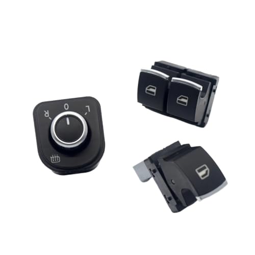 Power Fensterheber Schalter Chrom Spiegel Schalter Fenster Schalter Control Taste Für Passat B6 Eos Für Golf 5 6 Für GTI Mk5 Mk6 Für TIGUAN Für GTI 3 Teile/satz Fensterheberschalter von ENSAJRD