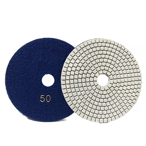 Diamant-Polierpads, 2 stück 5 Zoll 125mm Diamant Polieren Pad Trocken/Nass Flexible Schleif Scheiben for Granit Marmor Stein Polieren Schleifen Schleif Zu(50) von ENSDIEPLS