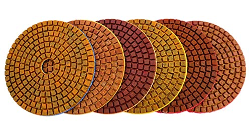 Diamant-Polierpads, 6 STÜCKE 4 Zoll Diamant-Polierpads Trocken- oder Nass-Polierpad mit Kupferbindung for Schleifen von Granit, Marmor, Betonboden(50) von ENSDIEPLS