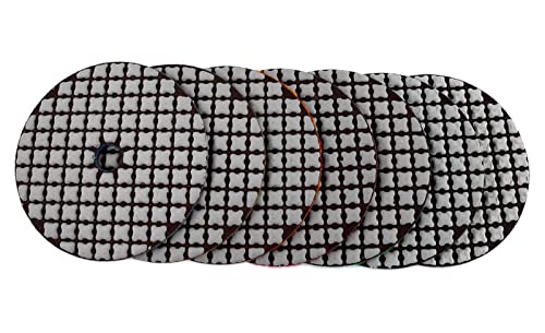 Diamant-Polierpads, 7 Stück 100 mm Trockenpolierpad, 4 Zoll scharfe Diamantpolierpads for Granit, Marmor, Schleifscheibe for Stein ZL30(50) von ENSDIEPLS