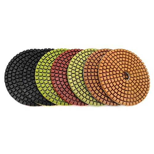 Diamant-Polierpads, 7 Teile/satz 4 Zoll Diamant Beton Polieren Pads 100mm Harz Boden Schleifen Werkzeuge Nass Polieren Stein Schleifen Discs(50) von ENSDIEPLS