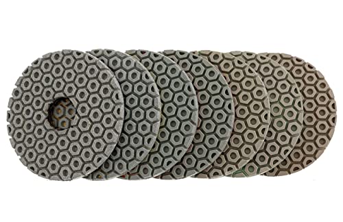 Diamant-Polierpads, 7 Teile/satz 4 Zoll Diamant Polieren Pads Trocken/Nass 100mm Polieren Pad for Granit Marmor Stein Beton Schleifen Discs(50) von ENSDIEPLS