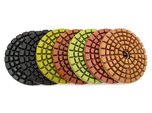 Diamant-Polierpads, 7 Teile/satz 4 Zoll Diamant Polieren Pads for Beton Boden Marmor Dicke 6mm Nass Schleifen Discs Polieren Stein LW03(50) von ENSDIEPLS