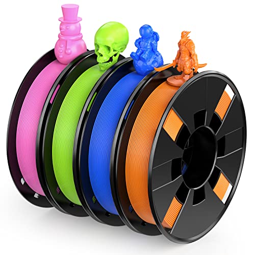 ENTINA PLA Filament Set für 3D Drucker, PLA Filament 1,75 mm 1KG (200 g x 4 Spulen), Pink, Hellgrün, Blau und Orange PLA Filament, Haltbarkeit +/- 0,02 mm von ENTINA
