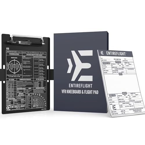 EntireFlight Luftfahrt-Piloten-Kniebrett VFR schwarz mit strukturiertem Notizblock, Premium-Flugtasche, Zubehör, elastischer Kniebrettgurt und Stift, Premium-Box für Pilotengeschenke von ENTIREFLIGHT