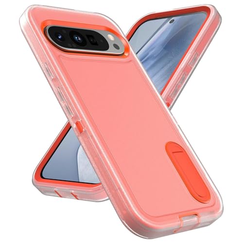 Stoßfeste Hülle Für Google Pixel 9 Pro/9 Pro XL/9, PC Schutzhülle Mit Kleinem Ständer, Robuste Hartschalen Telefon Hülle(Clear,9 Pro XL) von ENTRYX