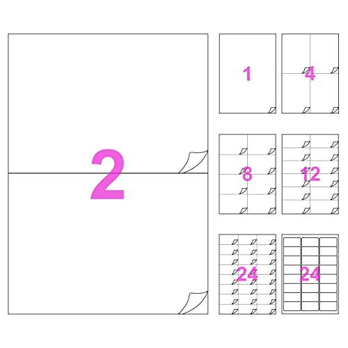 40 Etiketten 210 x 148 mm - 20 Blatt A4-2 Aufkleber Papieretikett selbstklebend matt weiß Drucker Multifunktion für Adress, Versand, Laser und Tintenstrahldrucker von ENUKOV