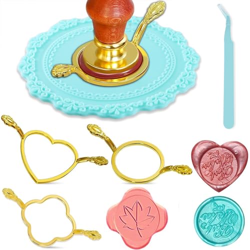 Metall Wachs Siegel Formen 3Stk Wachssiegel Formen für Umschläge Runden Herzen Vierblättriges mit Wachssiegel Silikon Pad Pinzette für DIY Craft Hochzeit Einladungen Karten Geschenke Verpackung Metall Wachs Siegel Formen 3Stk Wachssiegel Formen für Umschläge Runden Herzen Vierblättriges mit Wachssiegel Silikon Pad Pinzette für DIY Craft Hochzeit Einladungen Karten Geschenke Verpackung von ENUTROF
