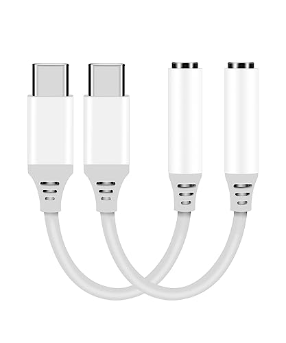 ENVEL 2PCS USB C auf 3.5 mm Klinke, Typ C Aux Adapter auf Kopfhörerbuchse, Audio DAC Chip Kabel Kompatibel mit iPhone 15 Pro Max, Samsung Galaxy S24 S23 S22 S21 Ultra FE Note 20, Google Pixel 8 7 7a von ENVEL