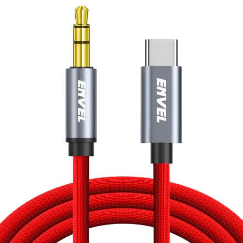 USB C-auf-AUX-Kabel, Nylongeflecht Typ C auf 3,5-mm-Kopfhörer Adapter Audio Autoradio kompatibel mit Huawei P40 P30Pro Mate40 Samsung Galaxy Note20/S20 S21 S20 S20+ Google Pixel Rot(3,3 Fuß/1m) von ENVEL