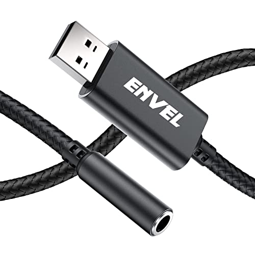 USB to 3.5mm Stereo Audio Adapter, TRRS 4 Pin Microphone, Supports External USB Sound Card, Stereo AUX Adapter for Headset, PS4, PC, Laptop, Desktops, Speaker, Metal Housing (Black) von ENVEL