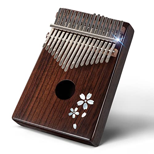 Kalimba 17 Tasten Thumb Piano Enya Solides Rosenholz Kalimba mit Hochleistungsschutzbox, Stimmhammer als Instrument Geschenk von ENYA