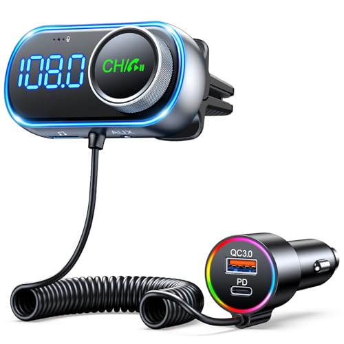 EOIWUY Bluetooth 5.3 Adapter Auto, [Hi-Fi Bass Boost] FM Transmitter Auto Bluetooth mit PD 36W & QC3.0 18W Auto Ladegerät, Kfz Radio Bluetooth Adapter, Freisprecheinrichtung, AUX-Ausgang von EOIWUY