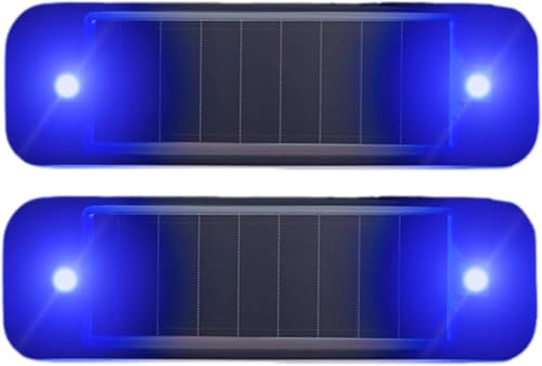 2Pack Solar Warnlichter, EONANT Wasserdichtes Mini LED Blinkendes Solar Sicherheitslicht Streifen Notfall Sicherheit Warnung Mini Auto Fahrrad Motorrad Blinklichter (Blau) von EONANT