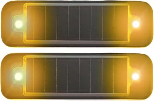 2Pack Solar Warnlichter, EONANT Wasserdichtes Mini LED Blinkendes Solar Sicherheitslicht Streifen Notfall Sicherheit Warnung Mini Auto Fahrrad Motorrad Blinklichter (Gelb) von EONANT