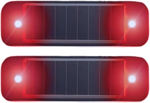 2Pack Solar Warnlichter, EONANT Wasserdichtes Mini LED Blinkendes Solar Sicherheitslicht Streifen Notfall Sicherheit Warnung Mini Auto Fahrrad Motorrad Blinklichter (Rot) von EONANT