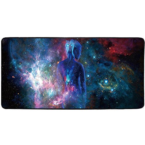 Big Mouse Pad, EONANT Extended Gaming Mauspad 900x400x2mm Anti-Rutsch Gummi Mäuse Pads mit Genähten Kanten Wasserdicht (Sky Girl) von EONANT