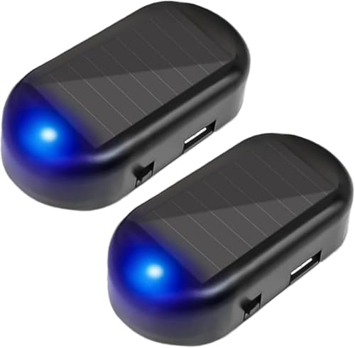 EONANT 2PCS Auto Solar Simulation Fehlalarm mit USB Ladeanschluss, Anti-Diebstahl LED blinkende Sicherheit falsches Licht, Auto Universal Alarmzubehör (Blau) von EONANT