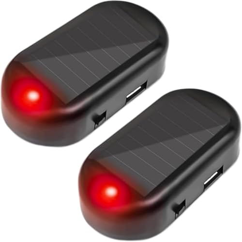EONANT 2PCS Auto Solar Simulation Fehlalarm mit USB Ladeanschluss, Anti-Diebstahl LED blinkende Sicherheit falsches Licht, Auto Universal Alarmzubehör (Rot) von EONANT
