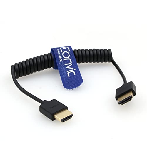 Eonvic 2.0 HDMI Coiled Cable 4K HDMI to HDMI Cable High Speed Thin HDMI Male to Male Extender Spiral Cable for Atomos Ninja V, Sony a7siii, Portkeys BM5 Monitor von EONVIC