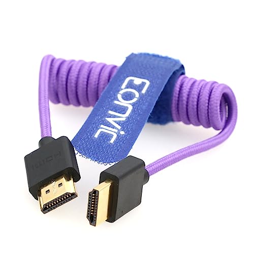 Eonvic 2.1 8K HDMI Extender - Lila Spiralkabel für Atomos Ninja V, Sony a7siii, Portkeys BM5 Monitor von EONVIC