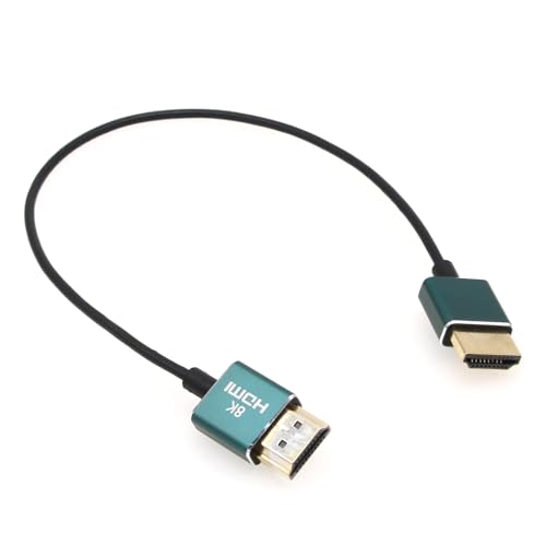 Eonvic 2.1 8K HDMI auf HDMI Koaxialkabel Hochgeschwindigkeitskabel für Atomos Ninja V, Sony a7siii, Portkeys BM5 Monitor HDMI-Kabel 2,5 mm ultrafein weich High Speed 48 Gbit/s Typ A-A (Grün) von EONVIC