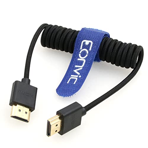 Eonvic 2.1 8K HDMI zu HDMI Kabel Hochgeschwindigkeits Stecker zu Stecker Extender Spulenkabel für Atomos Ninja V, Sony a7siii, Portkeys BM5 Monitor (HDMI-HDMI, schwarz geflochtenes Spulenkabel) von EONVIC