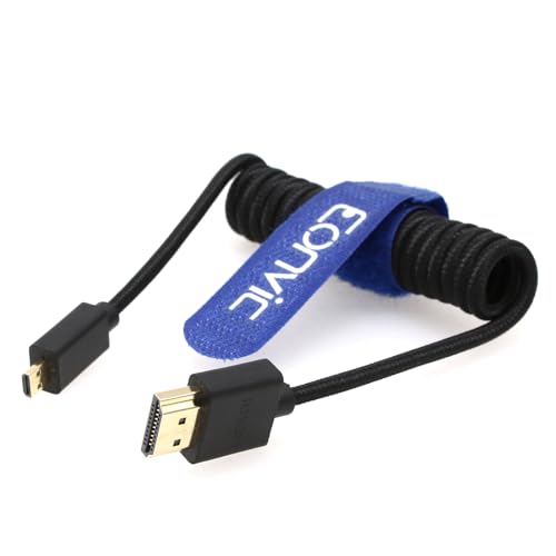 Eonvic 2.1 HDMI-Spiralkabel, 8 K, HDMI auf Micro-HDMI-Kabel, High-Speed, dünn, HDMI-Stecker auf Stecker, Extender, geflochtenes Spiralkabel für HDSLR-Kameras, TV, PC, Laptop, MacBook, Monitor von EONVIC