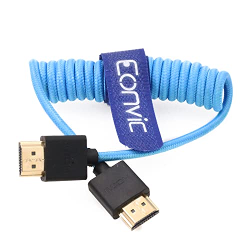 Eonvic 2.1 HDMI Spiralkabel 8K HDMI auf HDMI Kabel High Speed Dünn HDMI Stecker auf Stecker Extender Geflochtenes Spiralkabel für Atomos Ninja V, Sony a7siii, Portkeys BM5 Monitor von EONVIC