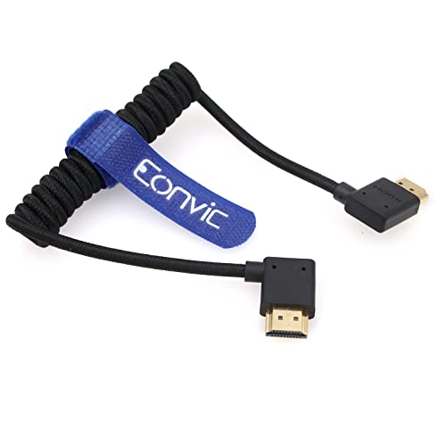 Eonvic 2.1 HDMI Spiralkabel 8K HDMI auf HDMI Kabel High Speed Dünn HDMI Stecker auf Stecker Extender Geflochtenes Spiralkabel für Atomos Ninja V, Sony a7siii, Portkeys BM5 Monitor von EONVIC