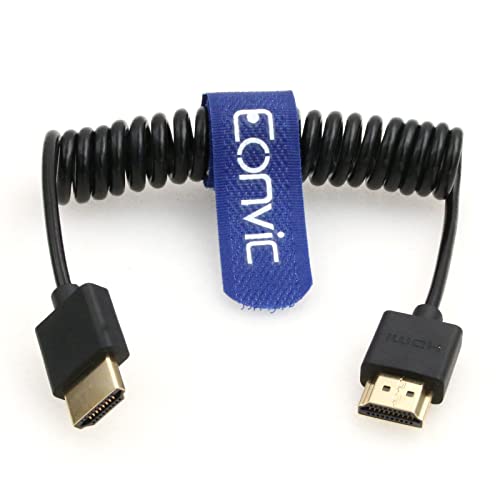 Eonvic 2.1 HDMI Spiralkabel 8K HDMI auf HDMI Kabel High Speed Thin HDMI Stecker auf Stecker Extender Spiralkabel für Atomos Ninja V, Sony a7siii, Portkeys BM5 Monitor (HDMI-HDMI, Spiralkabel) von EONVIC