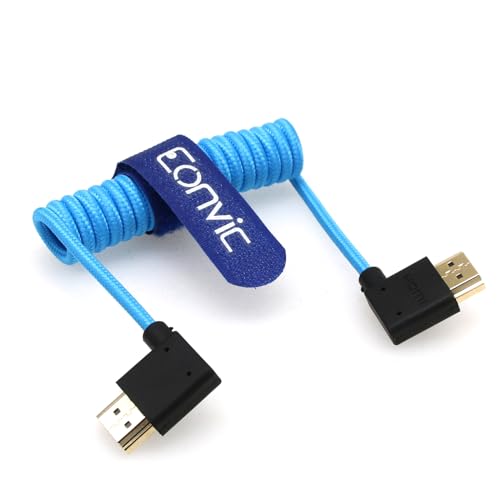 Eonvic 2.1 HDMI Spiralkabel 8K HDMI auf HDMI Kabel High Speed Thin HDMI Stecker auf Stecker Extender Geflochtenes Spiralkabel für Atomos Ninja V, Sony a7siii, Portkeys BM5 Monitor von EONVIC