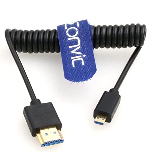 Eonvic 2.1 HDMI Spiralkabel 8K HDMI auf Micro HDMI Kabel High Speed Dünn HDMI Stecker auf Stecker Extender Spiralkabel für Canon M5/m6 Sony A7 A7R A7S A6500 6300 6000 5100 Panasonic GH4 von EONVIC