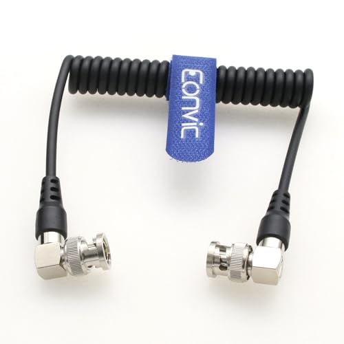 Eonvic 3G HD-SDI BNC auf BNC Videokabel 75 Ohm Koax Spiralkabel für 4K 1080P 3G HD SDI Kamera Monitor Vedio Recorder (rechtwinklig auf rechtwinklig) von EONVIC