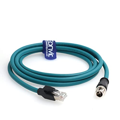 Eonvic Cognex Industriekamera-Kabel (Ethernet M12 X-Typ, 8-poliger Stecker auf RJ45 Cat-7e, High-Flex-Kabel, 3 m, Blau) von EONVIC