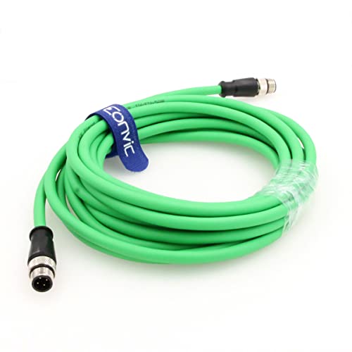 Eonvic Flexibles Gigabit-Ethernet-Kabel, M12, D-Code, 4-polig auf 4-poligen Stecker, Cat5e, geschirmtes Netzwerkkabel für Industriekameras (10 m) von EONVIC