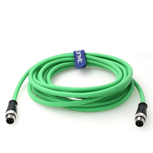 Eonvic Flexibles Gigabit-Ethernet-Kabel, M12, D-Code, 4-polig auf 4-poligen Stecker, Cat5e, geschirmtes Netzwerkkabel für Industriekameras (5 m) von EONVIC