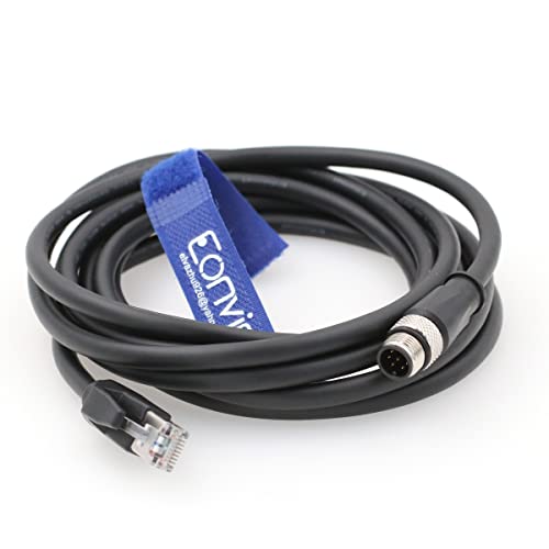 Eonvic Industrial Ethernet Kabel M12 8 Pin Stecker auf RJ45 Hochflexibles geschirmtes Netzwerkkabel mit Verriegelungsfunktion für industrielle Cognex Kamera (3M) von EONVIC