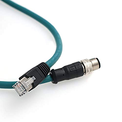 Eonvic M12 4-Positionen-D-kodierter Stecker auf RJ45-High-Flex-Cat5e-Industrial-Ethernet-Kabel, geschirmt, wasserdicht, 3 m, Blau von EONVIC