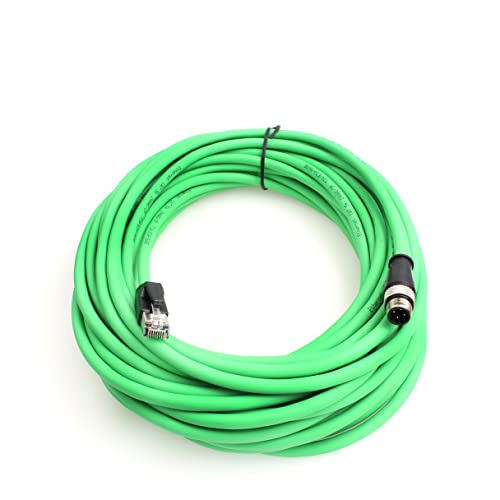 Eonvic M12 4-poliger Stecker auf RJ45 E4 Stecker, High Flex Cat5e Industrielles Ethernet-Kabel, dynamisches PUR (20 m, grün) von EONVIC